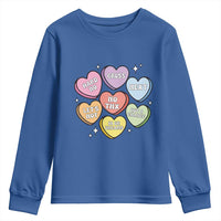 Funny Anti Valentines Day Youth Sweatshirt Sarcasm Conversation Candy Hearts