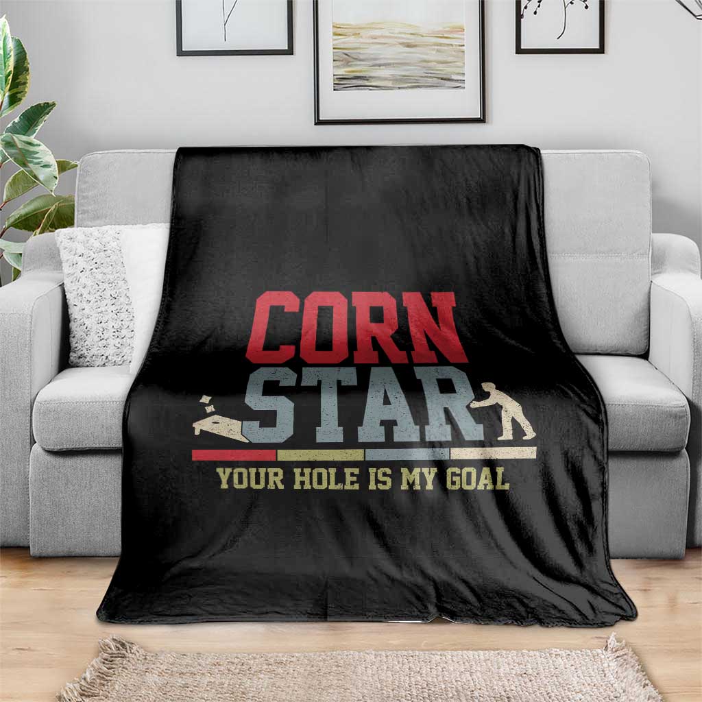 Your Hole is My Goal Inappropriate Cornhole Throw Blanket Funny Naughty Adult Humor Cornstar