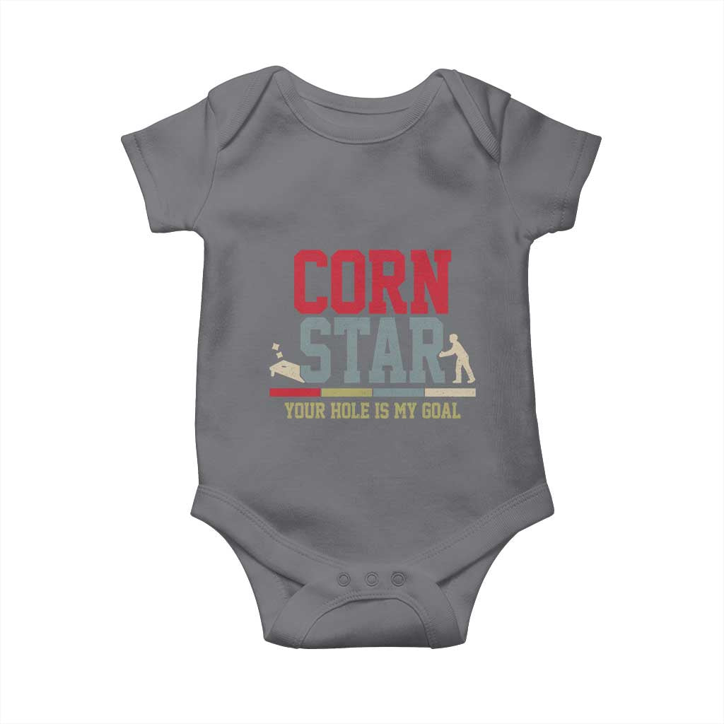 Your Hole is My Goal Inappropriate Cornhole Baby Onesie Funny Naughty Adult Humor Cornstar