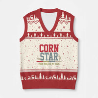 Your Hole is My Goal Inappropriate Cornhole V-Neck Knit Sweater Vest Funny Naughty Adult Humor Cornstar
