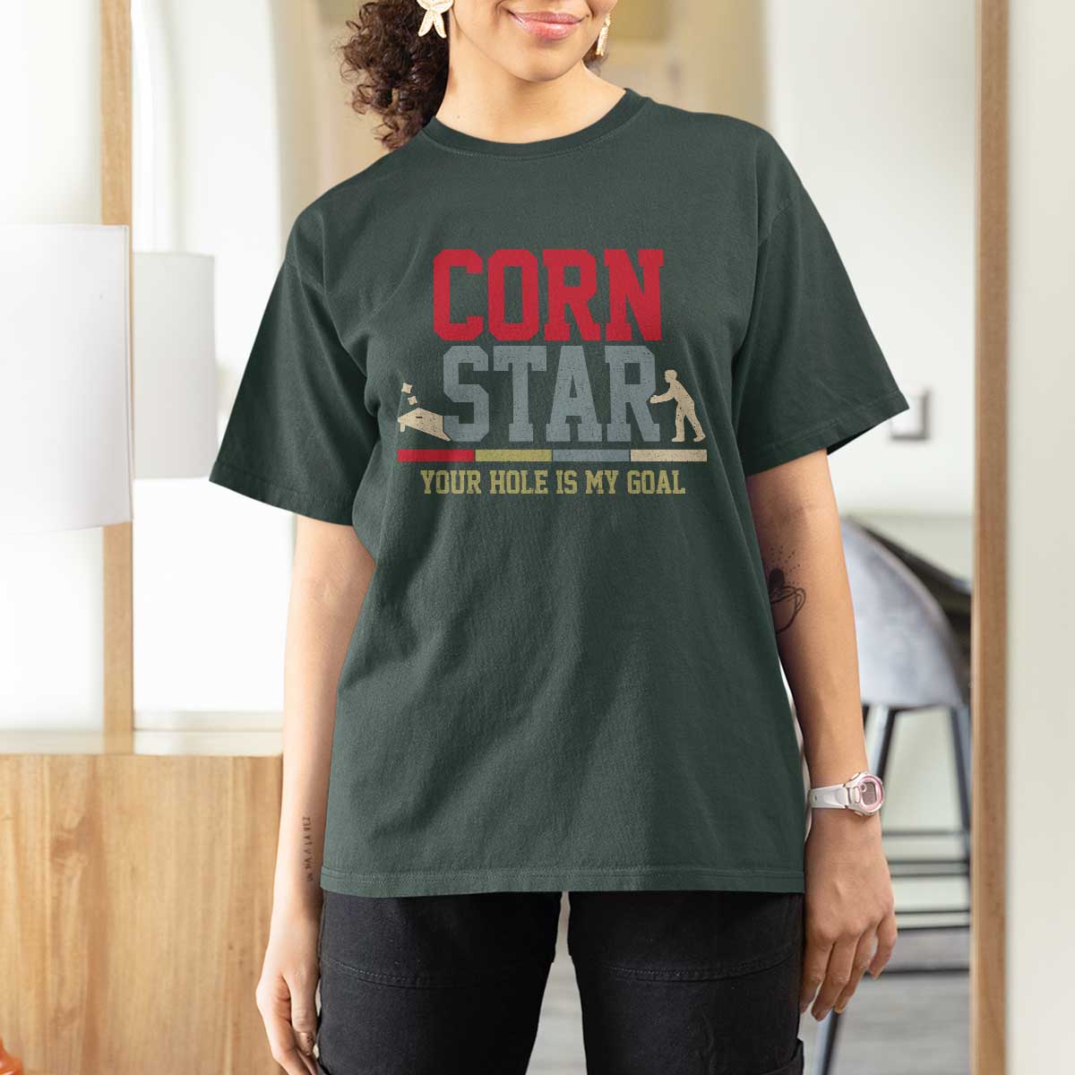 Your Hole is My Goal Inappropriate Cornhole T Shirt For Women Funny Naughty Adult Humor Cornstar