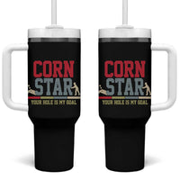 Your Hole is My Goal Inappropriate Cornhole Tumbler With Handle Funny Naughty Adult Humor Cornstar