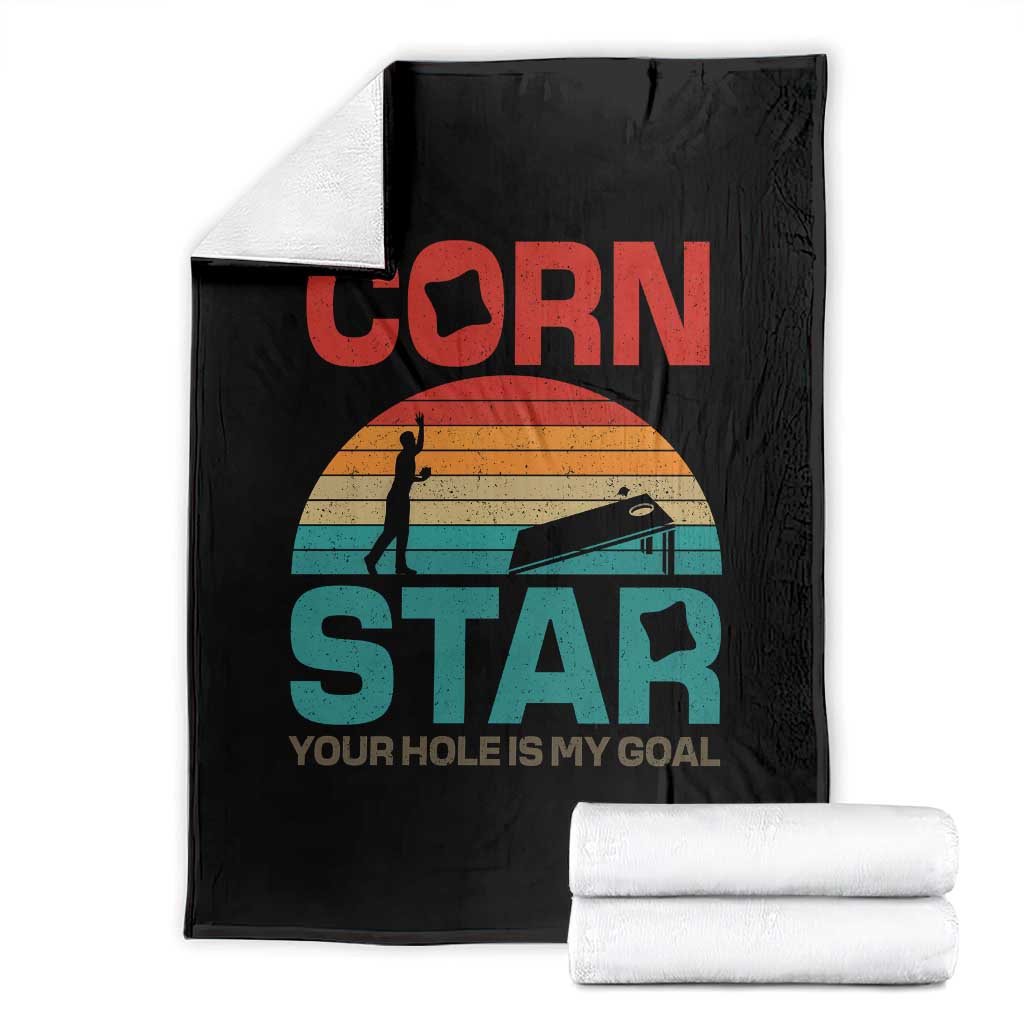 Inappropriate Cornhole Throw Blanket Retro Funny Adult Humor Cornstar Your Hole Is My Goal