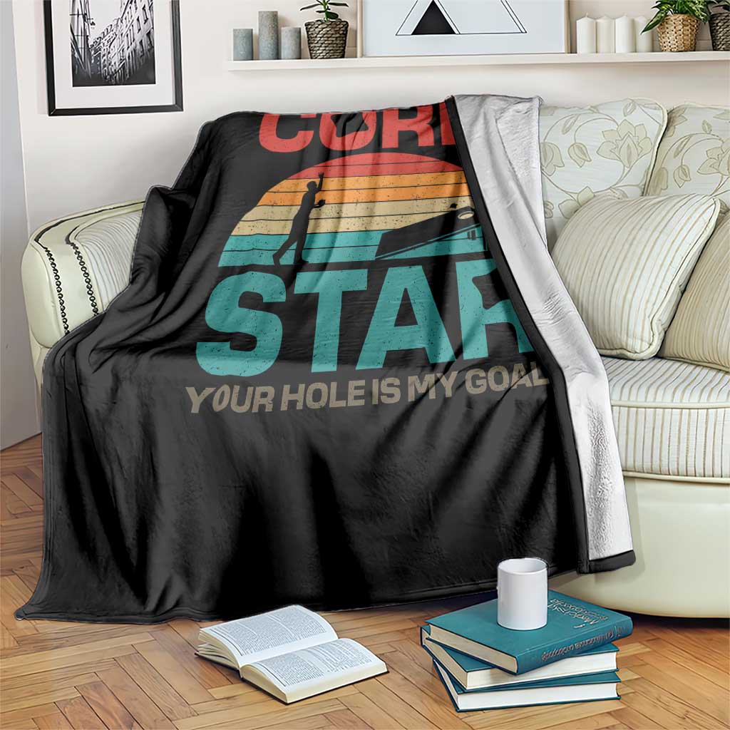 Inappropriate Cornhole Throw Blanket Retro Funny Adult Humor Cornstar Your Hole Is My Goal