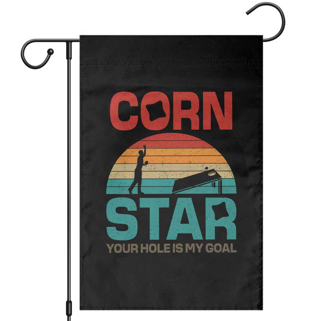 Inappropriate Cornhole Garden Flag Retro Funny Adult Humor Cornstar Your Hole Is My Goal