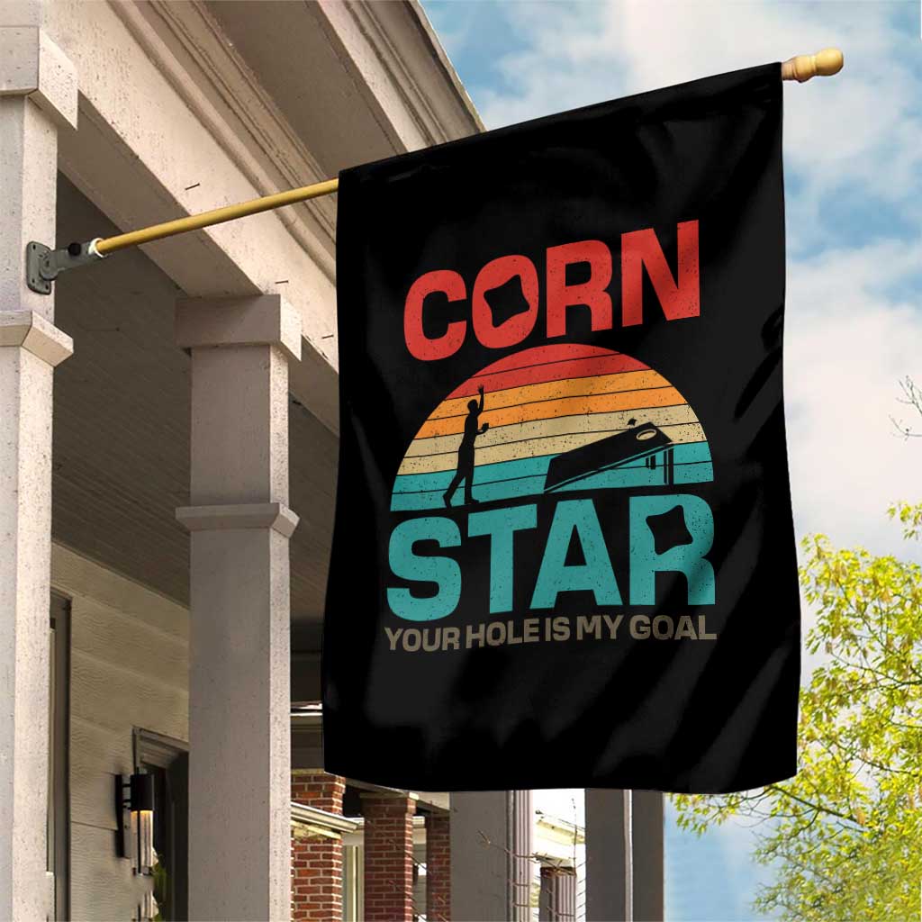 Inappropriate Cornhole Garden Flag Retro Funny Adult Humor Cornstar Your Hole Is My Goal