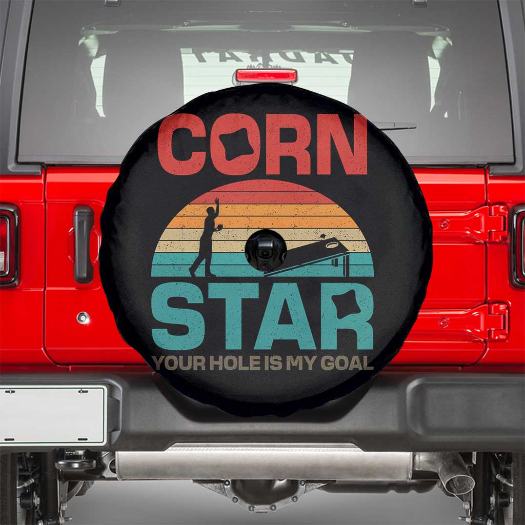 Inappropriate Cornhole Spare Tire Cover Retro Funny Adult Humor Cornstar Your Hole Is My Goal