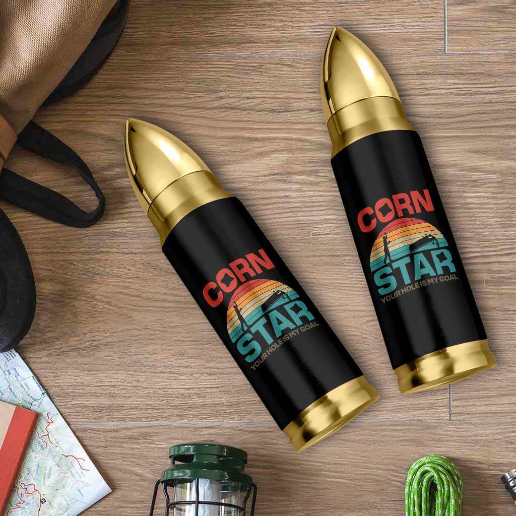 Inappropriate Cornhole Bullet Tumbler Retro Funny Adult Humor Cornstar Your Hole Is My Goal