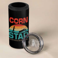 Inappropriate Cornhole 4 in 1 Can Cooler Tumbler Retro Funny Adult Humor Cornstar Your Hole Is My Goal