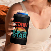 Inappropriate Cornhole 4 in 1 Can Cooler Tumbler Retro Funny Adult Humor Cornstar Your Hole Is My Goal