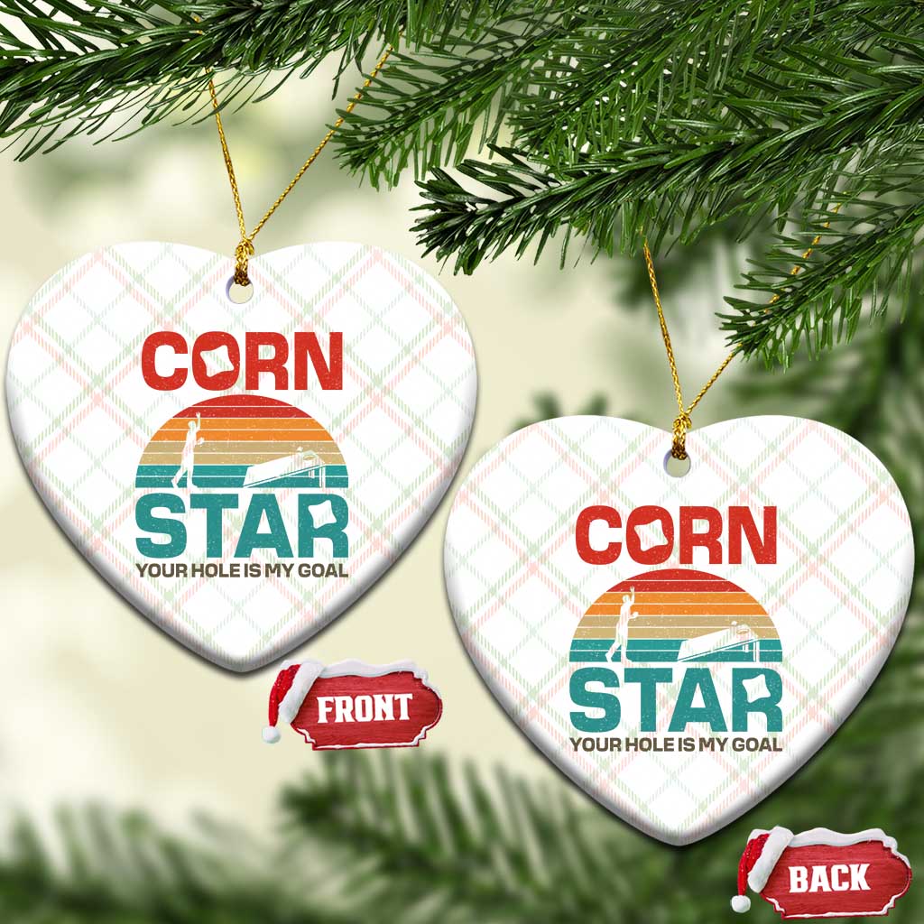 Inappropriate Cornhole Ceramic Ornament Retro Funny Adult Humor Cornstar Your Hole Is My Goal