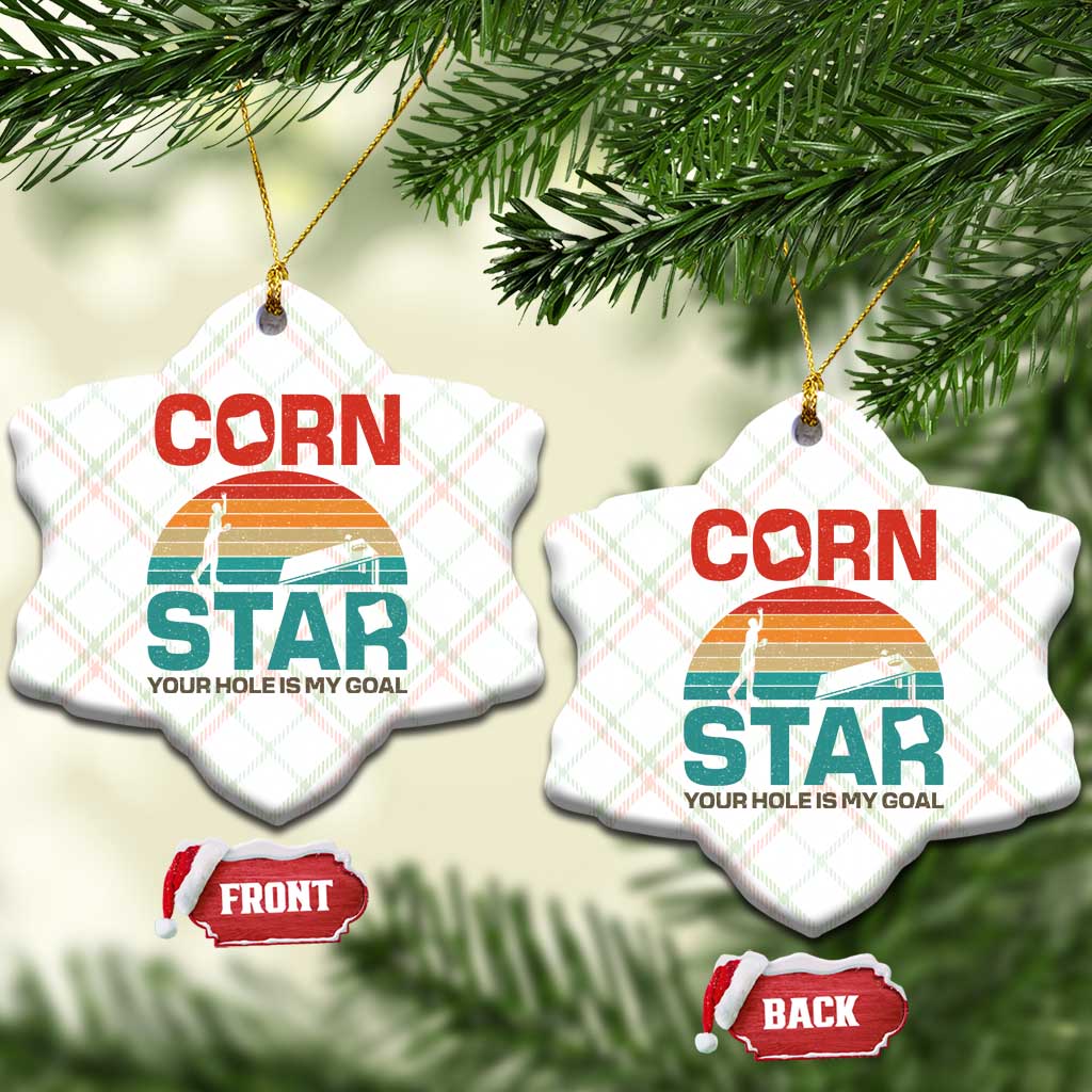 Inappropriate Cornhole Ceramic Ornament Retro Funny Adult Humor Cornstar Your Hole Is My Goal