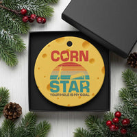 Inappropriate Cornhole Ceramic Ornament Retro Funny Adult Humor Cornstar Your Hole Is My Goal