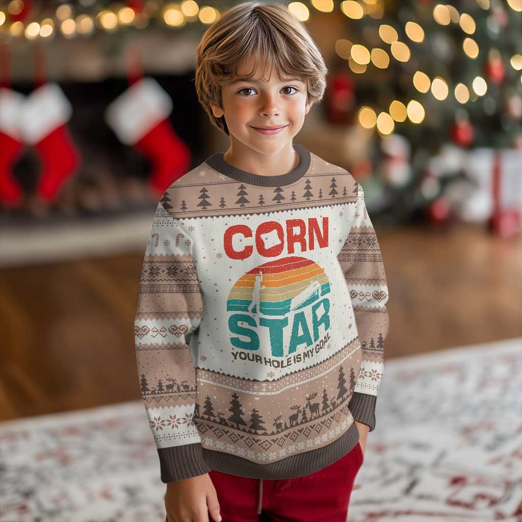 Inappropriate Cornhole Ugly Christmas Sweater Retro Funny Adult Humor Cornstar Your Hole Is My Goal