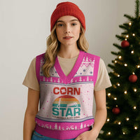 Inappropriate Cornhole V-Neck Knit Sweater Vest Retro Funny Adult Humor Cornstar Your Hole Is My Goal