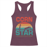 Inappropriate Cornhole Racerback Tank Top Retro Funny Adult Humor Cornstar Your Hole Is My Goal