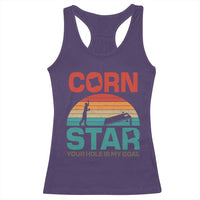Inappropriate Cornhole Racerback Tank Top Retro Funny Adult Humor Cornstar Your Hole Is My Goal