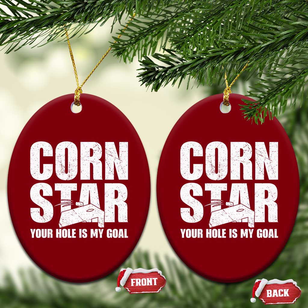 Inappropriate Cornhole Ceramic Ornament Funny Adult Humor Cornstar Your Hole Is My Goal