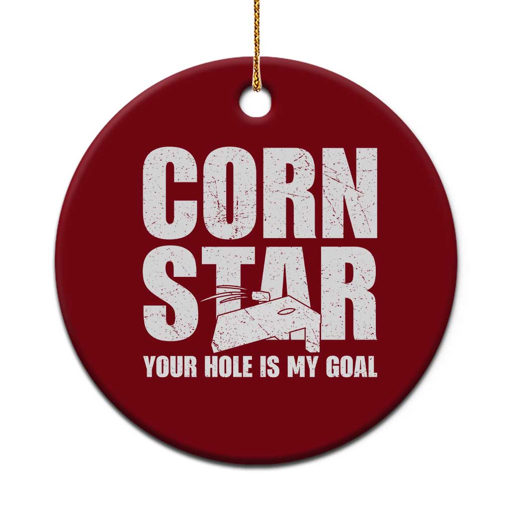 Inappropriate Cornhole Ceramic Ornament Funny Adult Humor Cornstar Your Hole Is My Goal