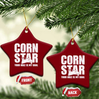 Inappropriate Cornhole Ceramic Ornament Funny Adult Humor Cornstar Your Hole Is My Goal