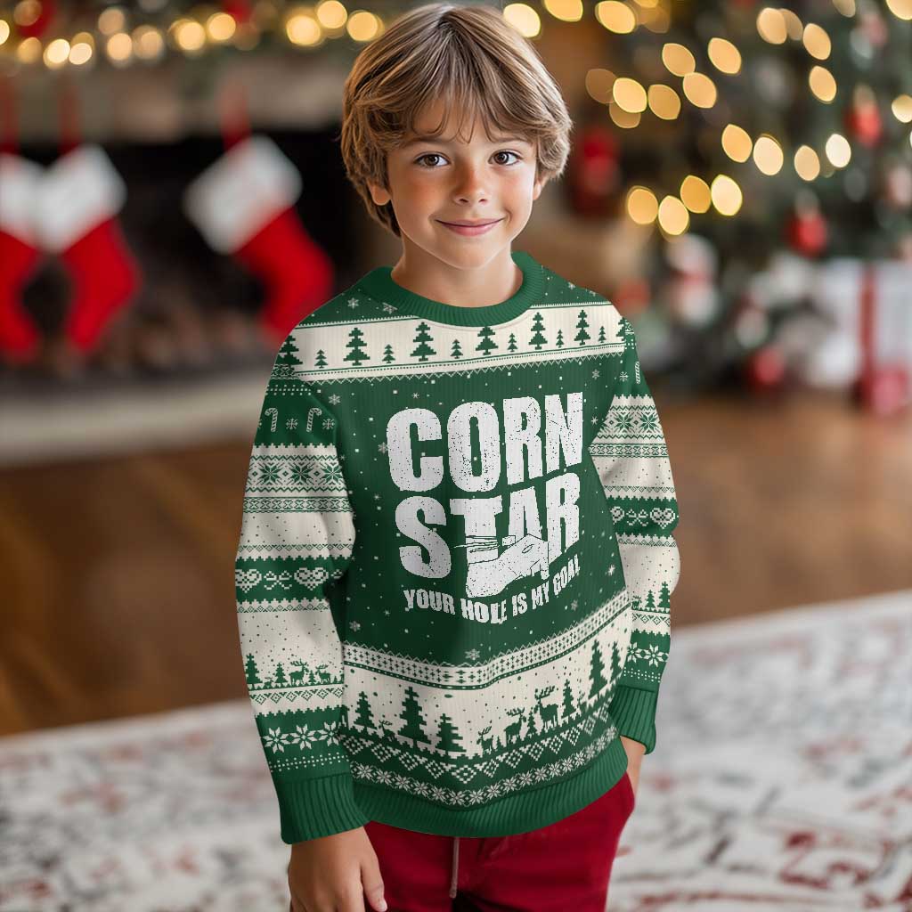 Inappropriate Cornhole Ugly Christmas Sweater Funny Adult Humor Cornstar Your Hole Is My Goal