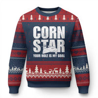 Inappropriate Cornhole Ugly Christmas Sweater Funny Adult Humor Cornstar Your Hole Is My Goal