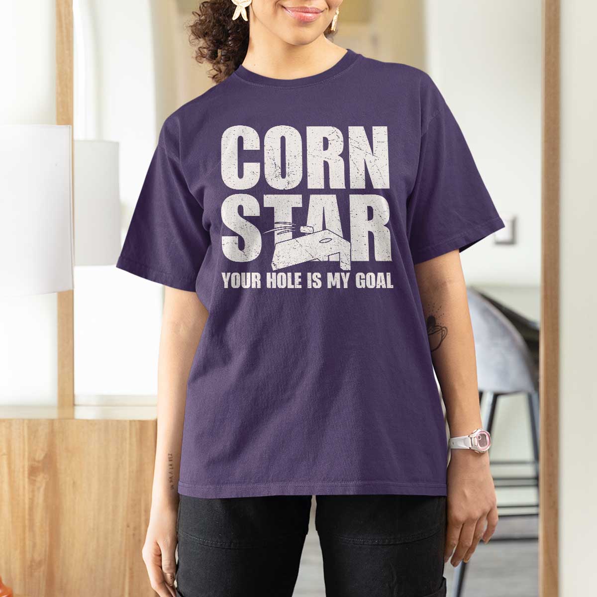 Inappropriate Cornhole T Shirt For Women Funny Adult Humor Cornstar Your Hole Is My Goal