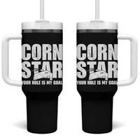 Inappropriate Cornhole Tumbler With Handle Funny Adult Humor Cornstar Your Hole Is My Goal