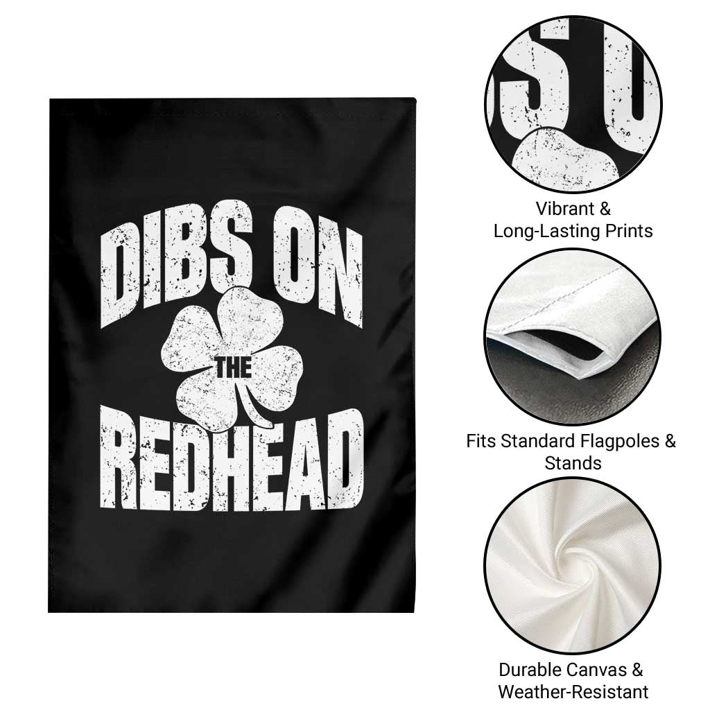 Funny Irish St Patricks Day Shamrock Dibs On The Redhead Garden Flag