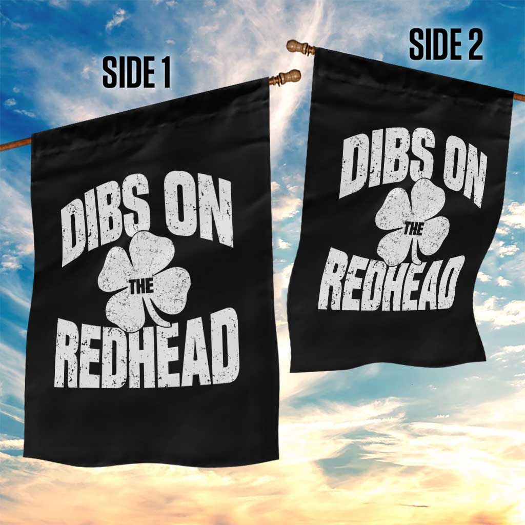Funny Irish St Patricks Day Shamrock Dibs On The Redhead Garden Flag