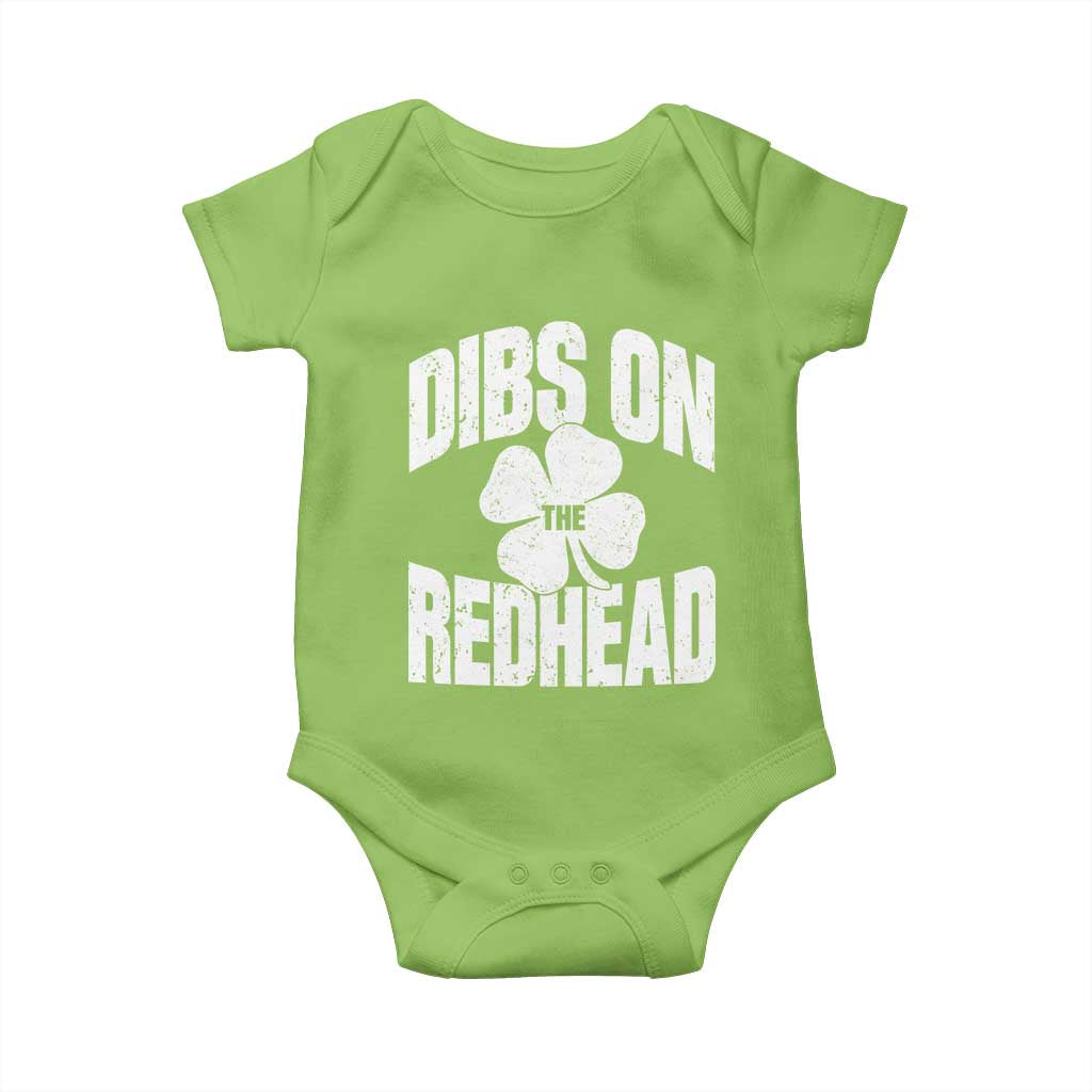 Funny Irish St Patricks Day Shamrock Dibs On The Redhead Baby Onesie