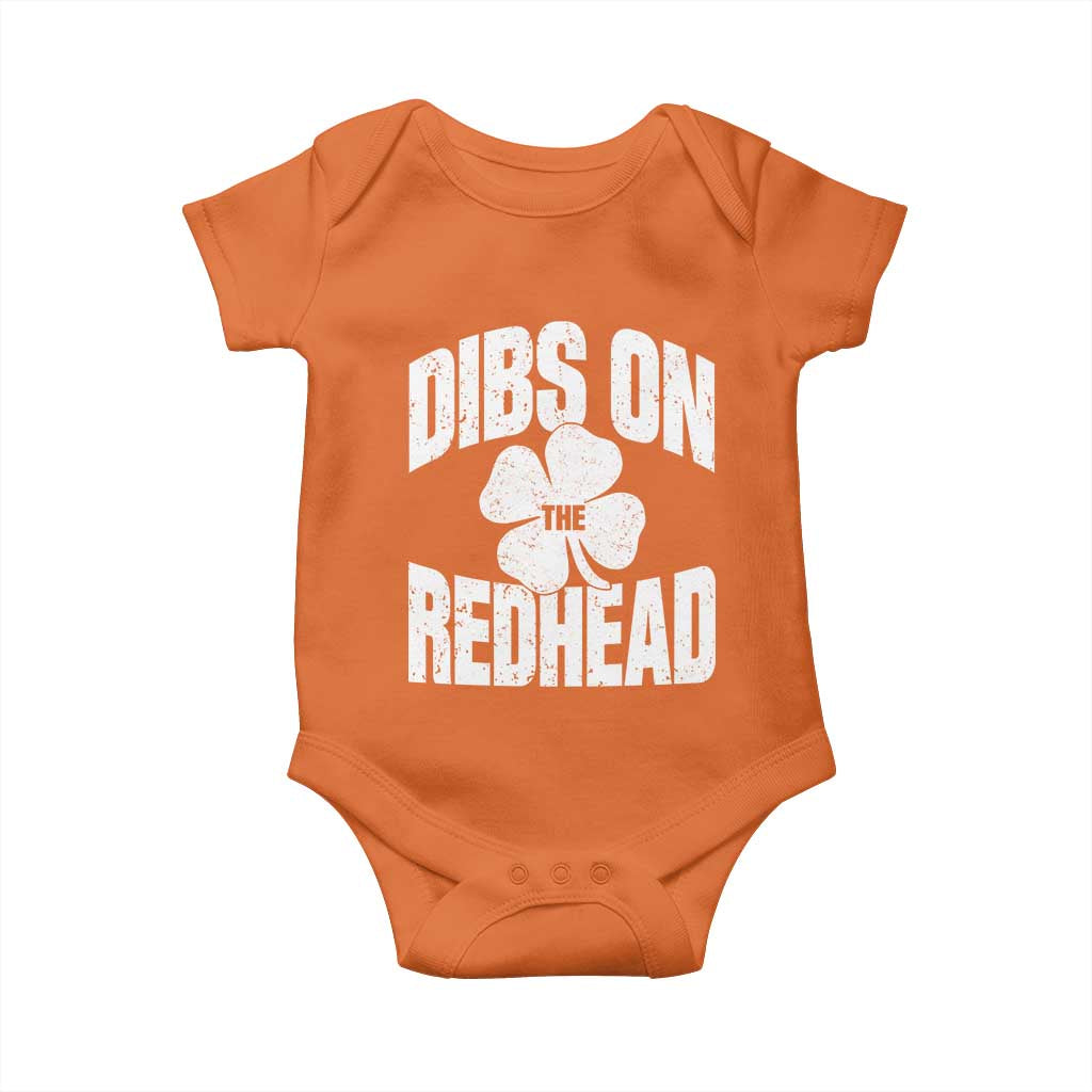 Funny Irish St Patricks Day Shamrock Dibs On The Redhead Baby Onesie