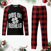 Funny Irish St Patricks Day Shamrock Dibs On The Redhead Plaid Pajama Set