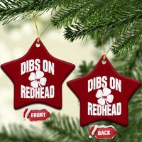 Funny Irish St Patricks Day Shamrock Dibs On The Redhead Ceramic Ornament