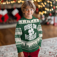 Funny Irish St Patricks Day Shamrock Dibs On The Redhead Ugly Christmas Sweater