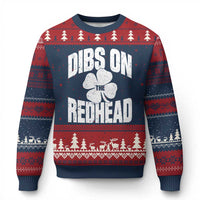 Funny Irish St Patricks Day Shamrock Dibs On The Redhead Ugly Christmas Sweater