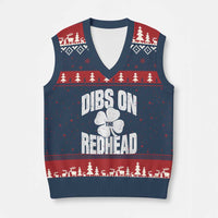 Funny Irish St Patricks Day Shamrock Dibs On The Redhead V-Neck Knit Sweater Vest