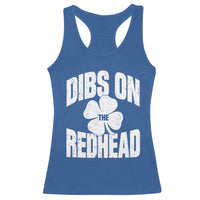 Funny Irish St Patricks Day Shamrock Dibs On The Redhead Racerback Tank Top