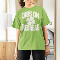 Funny Irish St Patricks Day Shamrock Dibs On The Redhead T Shirt For Women