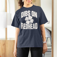 Funny Irish St Patricks Day Shamrock Dibs On The Redhead T Shirt For Women