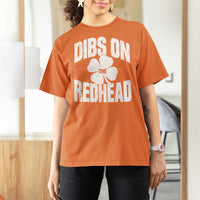 Funny Irish St Patricks Day Shamrock Dibs On The Redhead T Shirt For Women
