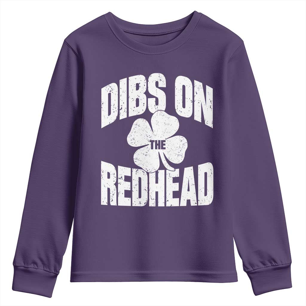 Funny Irish St Patricks Day Shamrock Dibs On The Redhead Youth Sweatshirt