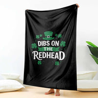 Funny Irish St Patricks Day Dibs On The Redhead Throw Blanket Lucky Shamrock Clovers
