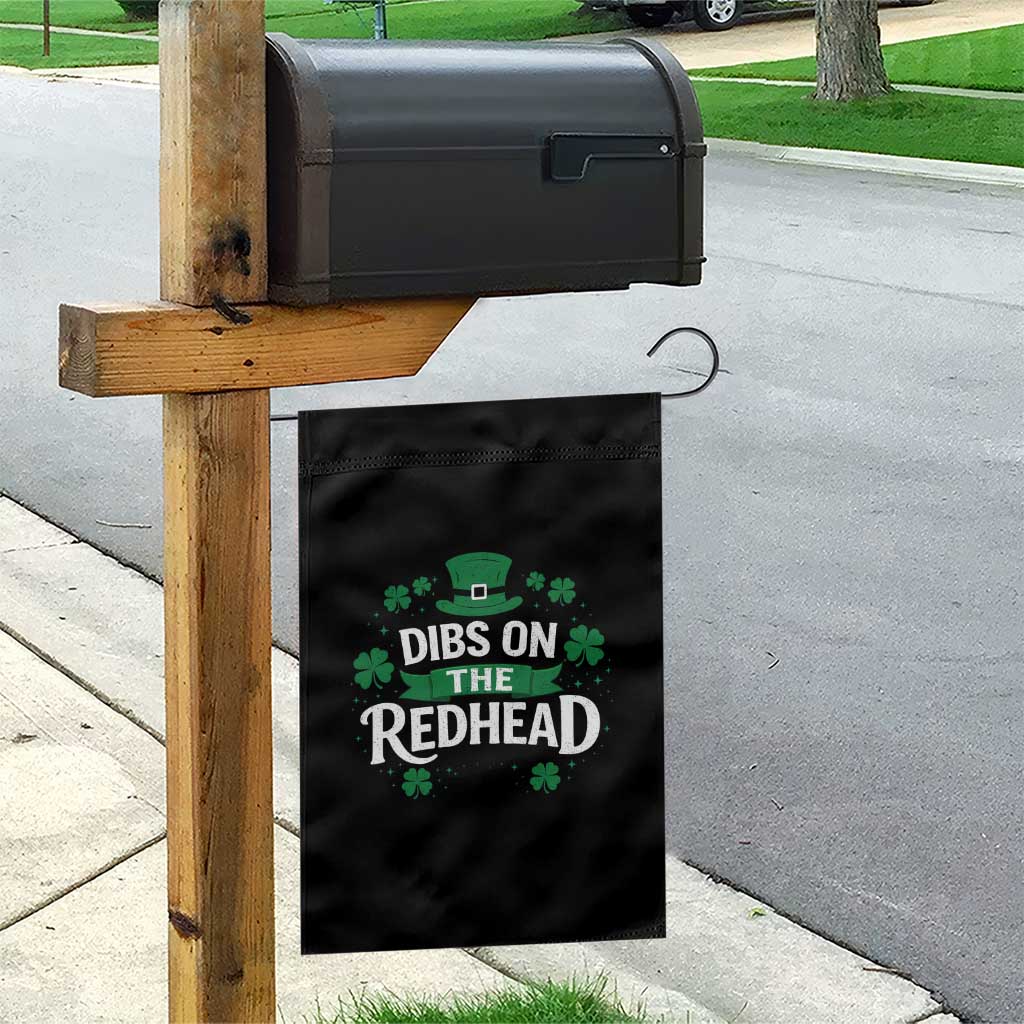 Funny Irish St Patricks Day Dibs On The Redhead Garden Flag Lucky Shamrock Clovers