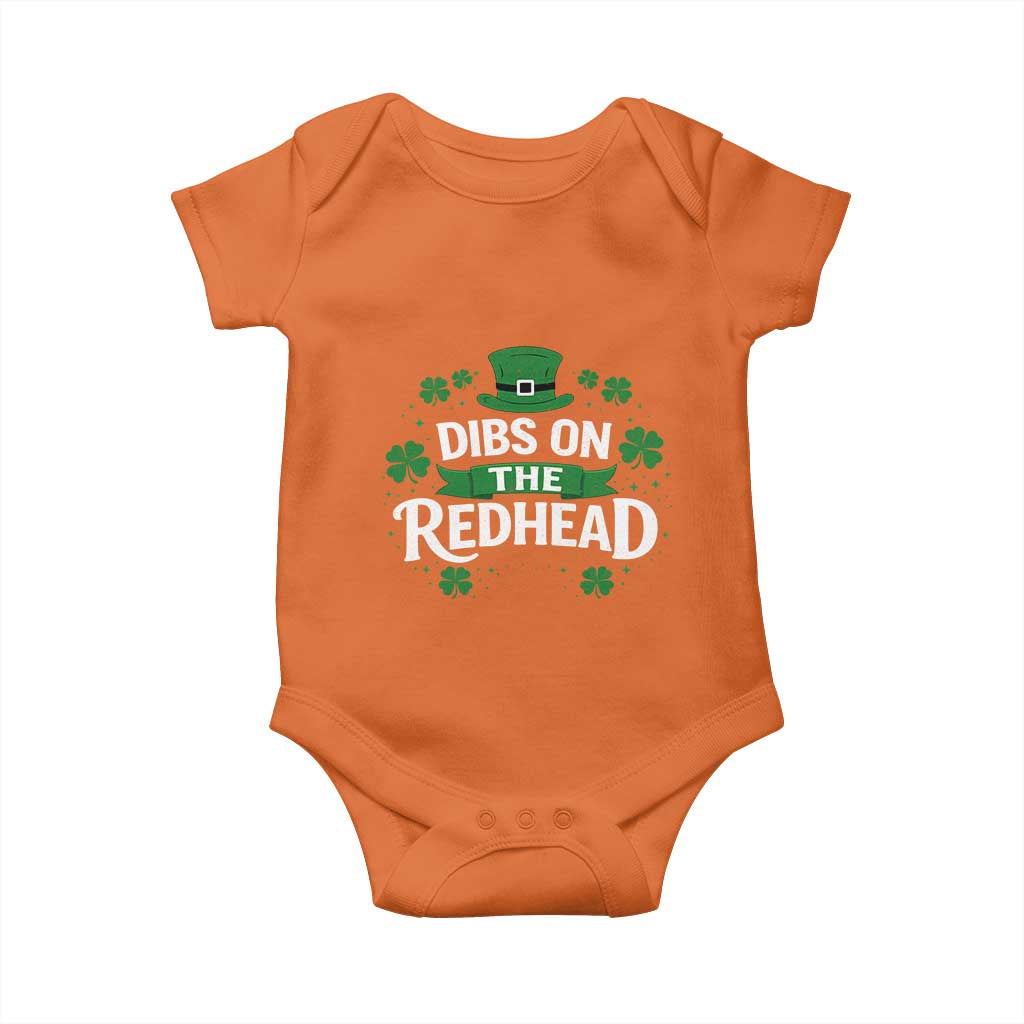 Funny Irish St Patricks Day Dibs On The Redhead Baby Onesie Lucky Shamrock Clovers