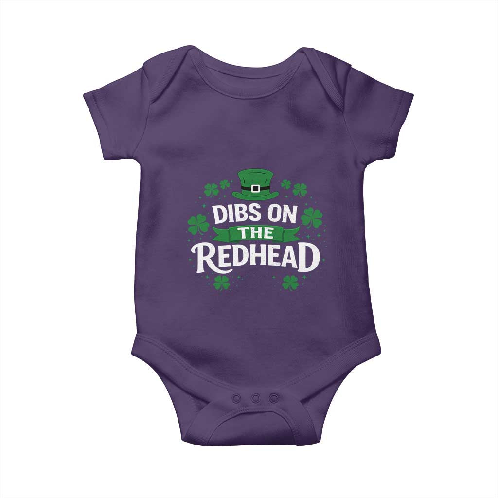 Funny Irish St Patricks Day Dibs On The Redhead Baby Onesie Lucky Shamrock Clovers
