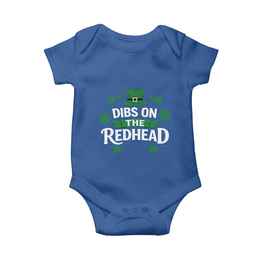 Funny Irish St Patricks Day Dibs On The Redhead Baby Onesie Lucky Shamrock Clovers