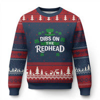 Funny Irish St Patricks Day Dibs On The Redhead Ugly Christmas Sweater Lucky Shamrock Clovers