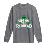 Funny Irish St Patricks Day Dibs On The Redhead Long Sleeve Shirt Lucky Shamrock Clovers