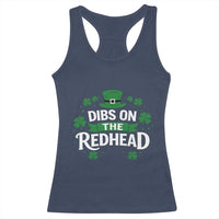Funny Irish St Patricks Day Dibs On The Redhead Racerback Tank Top Lucky Shamrock Clovers